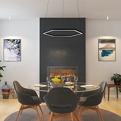 Nova Large MIYO Hexagon LED Suspension Downlight With Power - Lit Corners